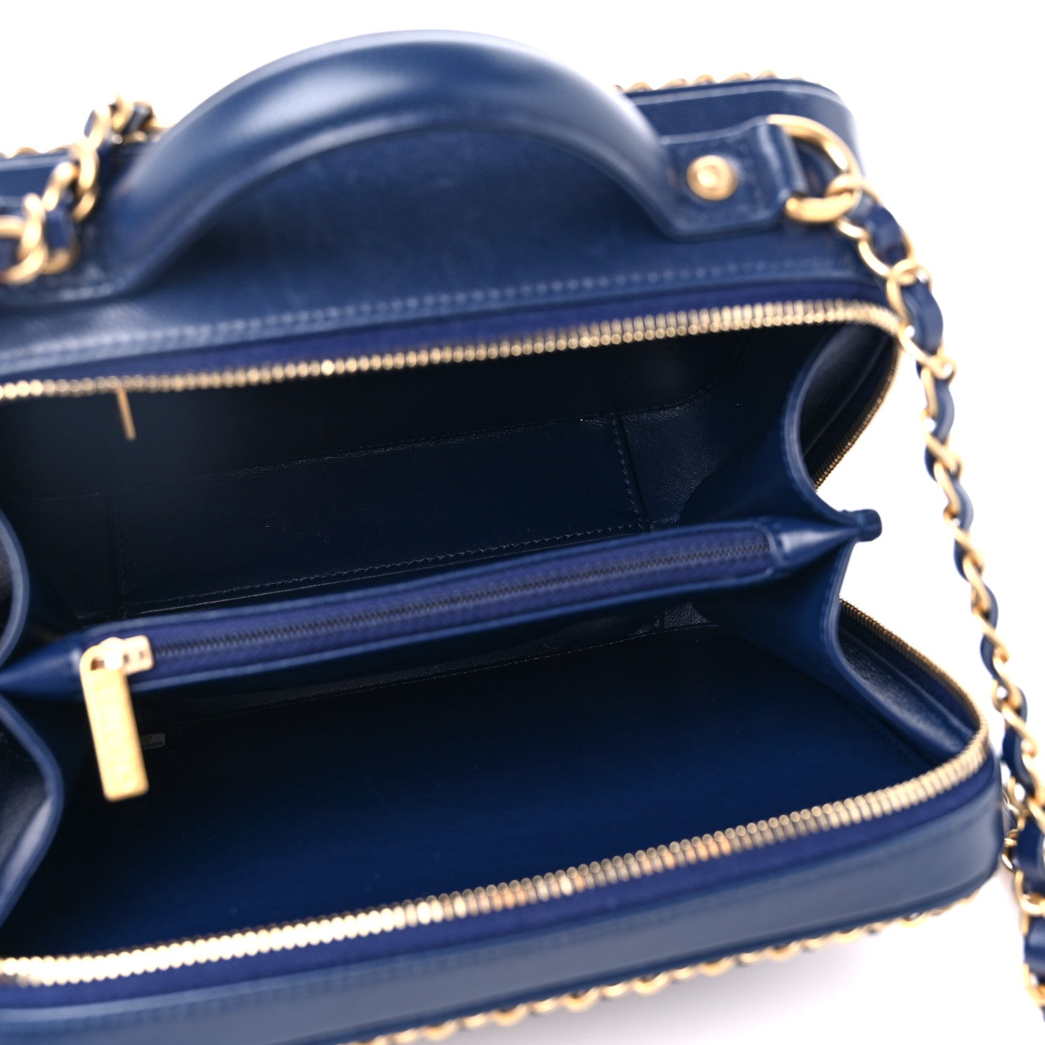 Chanel Goatskin Quilted Medium CC Filigree Vanity Case Navy 5 of 9