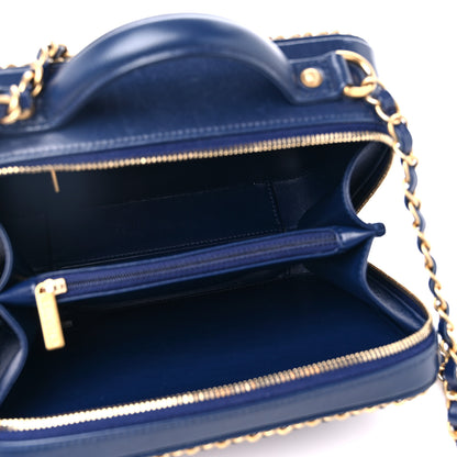 Chanel Goatskin Quilted Medium CC Filigree Vanity Case Navy 5 of 9