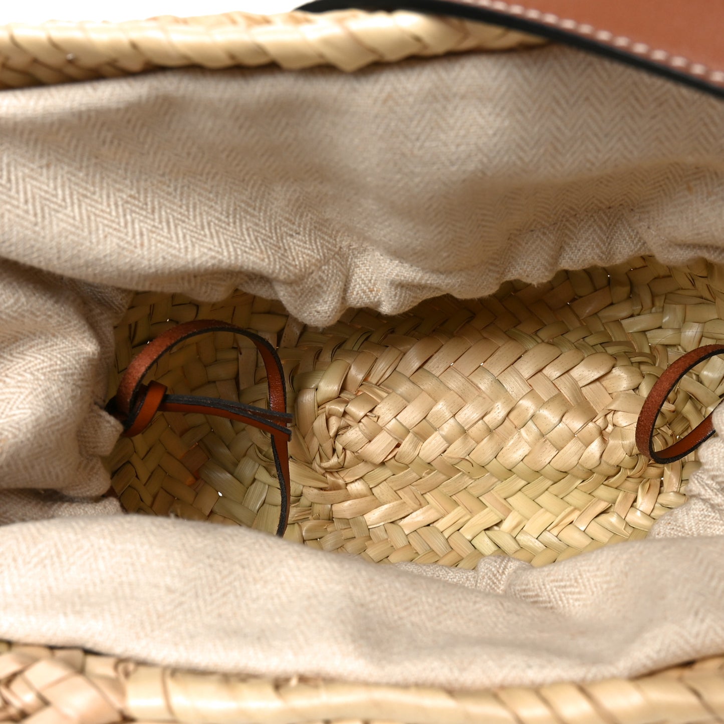Raffia Drawstring Basket Tote Bag Natural Tan