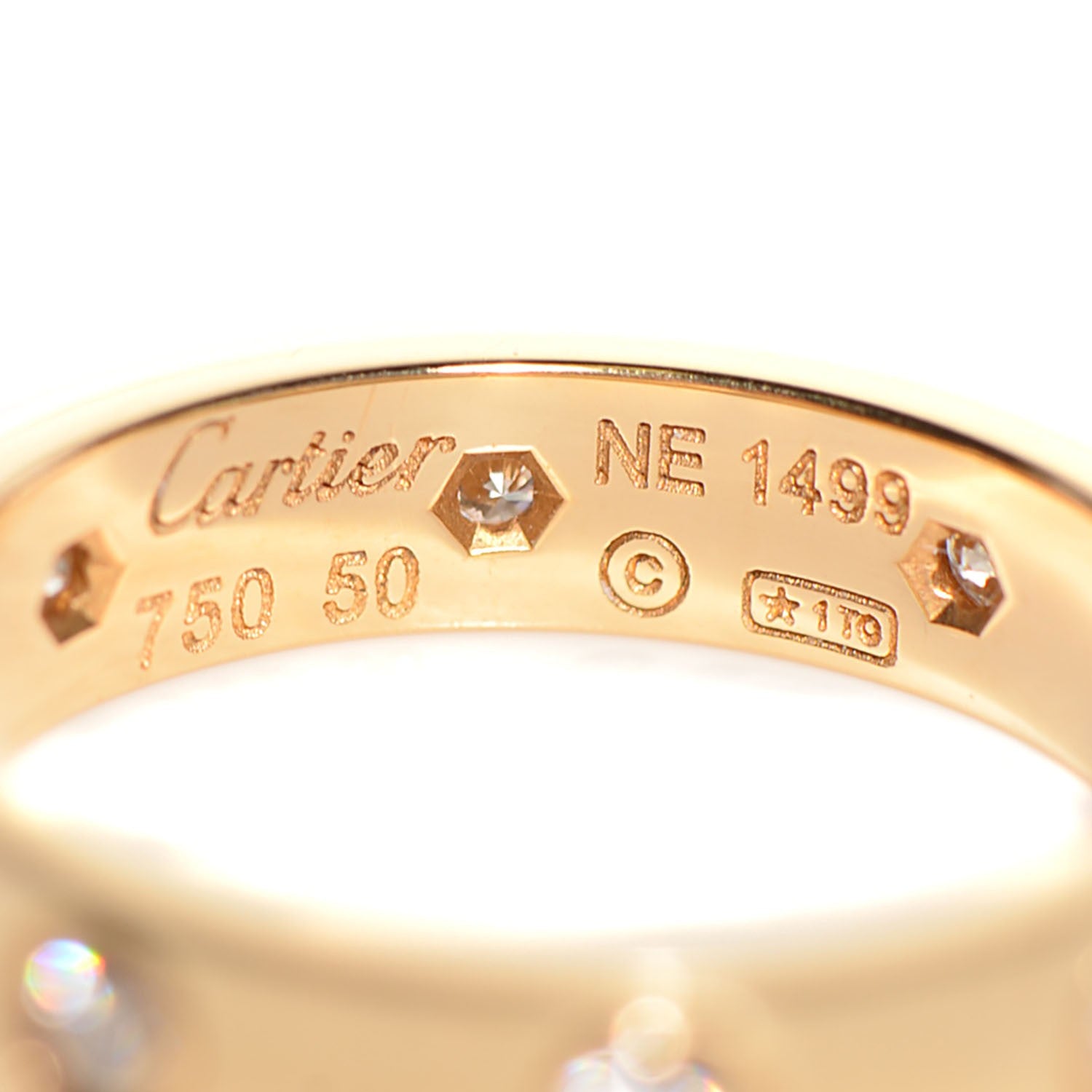 Cartier 18K Yellow Gold 8 Diamond 4mm LOVE Wedding Band Ring 50 5.25 3 of 5