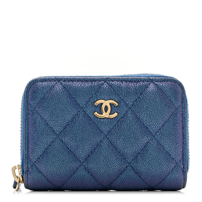 Chanel Iridescent Caviar Quilted Zip Coin Purse Dark Blue 1 of 8