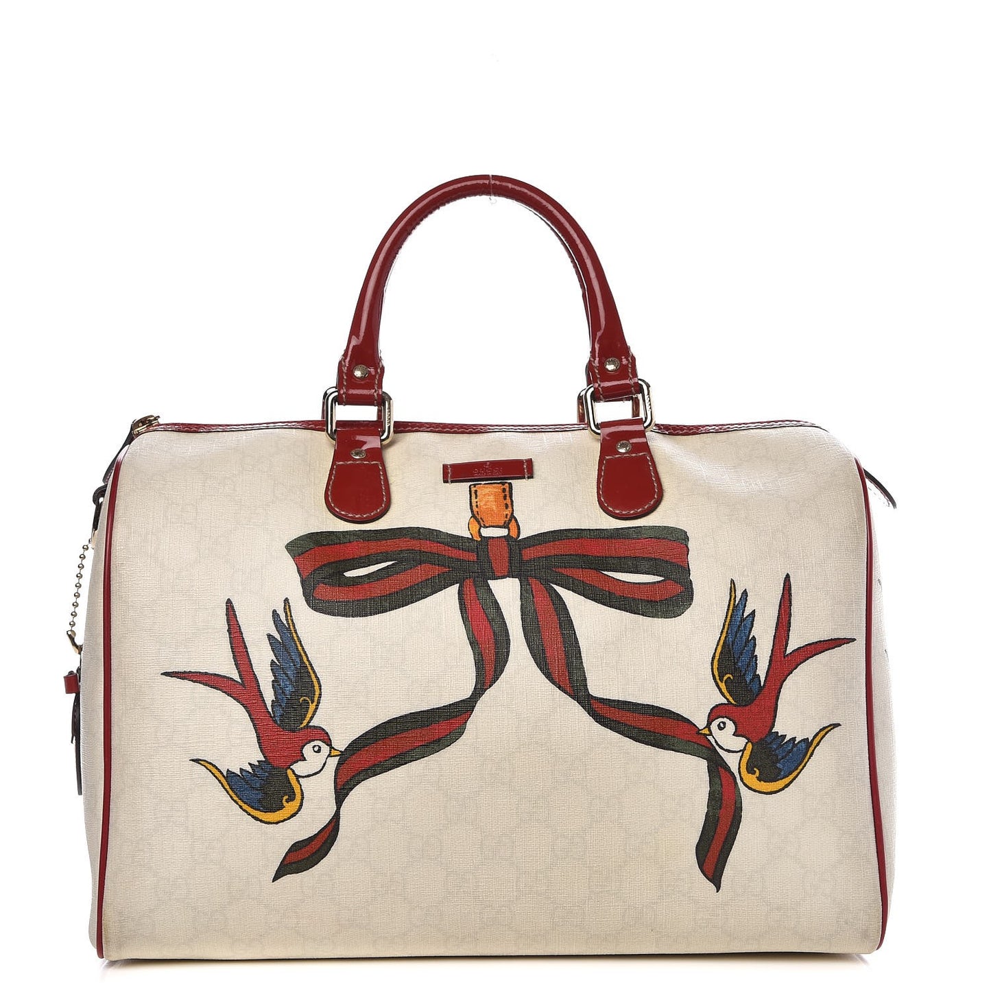 Coated Canvas Monogram Medium Tattoo Birds Joy Boston Off White Red