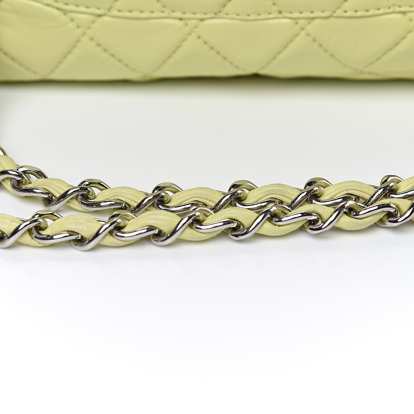 Lambskin Quilted Jumbo Single Flap Green