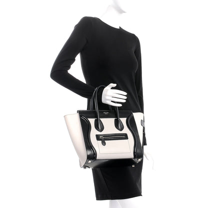 Celine Sleek Calfskin Micro Bi-Color Luggage Black White 2 of 12