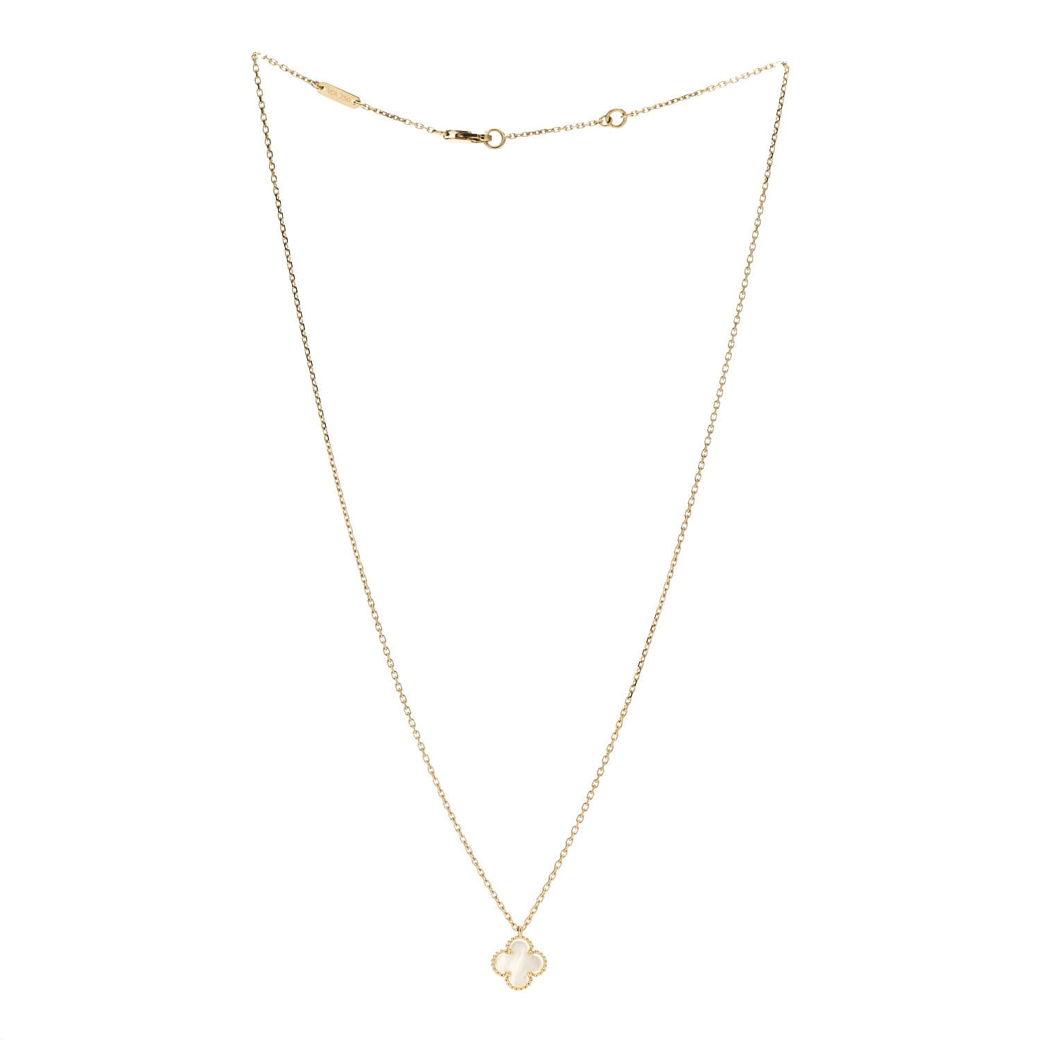 Van Cleef & Arpels 18K Yellow Gold Mother of Pearl Sweet Alhambra Pendant Necklace 3 of 5
