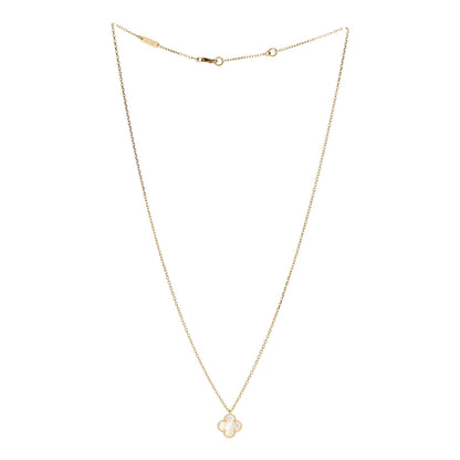 Van Cleef & Arpels 18K Yellow Gold Mother of Pearl Sweet Alhambra Pendant Necklace 3 of 5