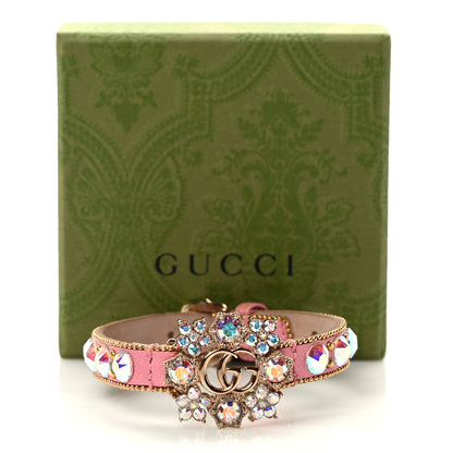 Gucci Calfskin Crystal Double G Bracelet M Pink 5 of 5