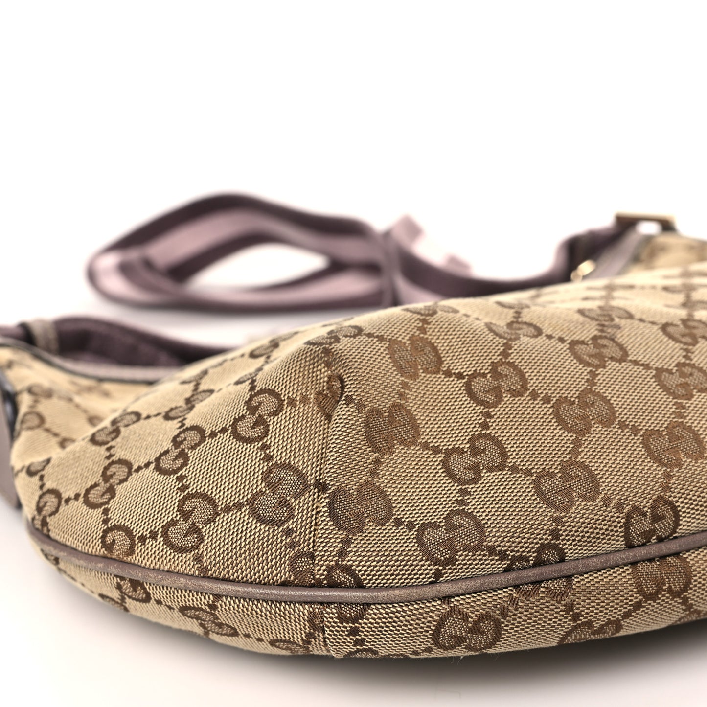 GG Plus Monogram Web Medium Half Moon Hobo Dark Brown