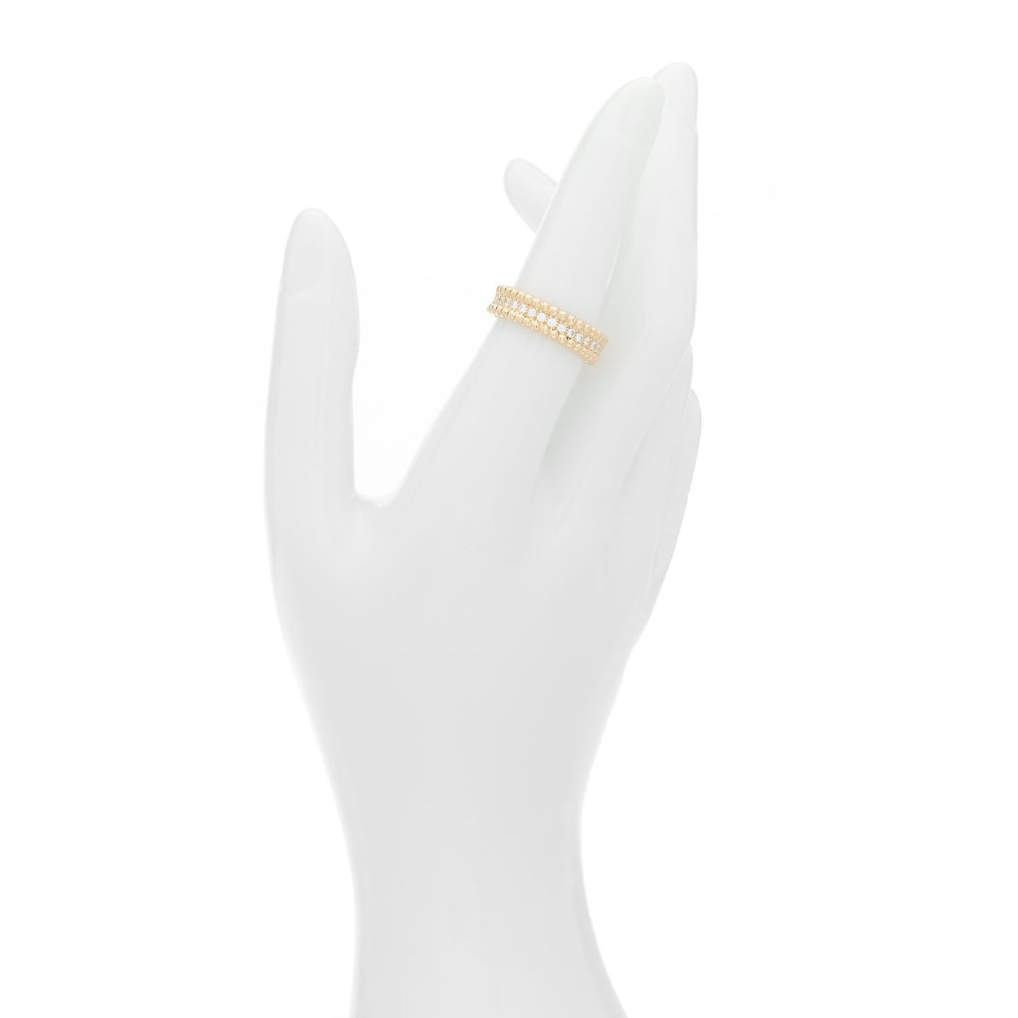 18K Yellow Gold Diamond Perlee 1 Row Ring 53 6.5