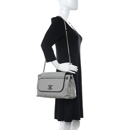 Chanel Caviar Quilted Chanel 3 Accordion Flap Bag Light Grey 2 of 10