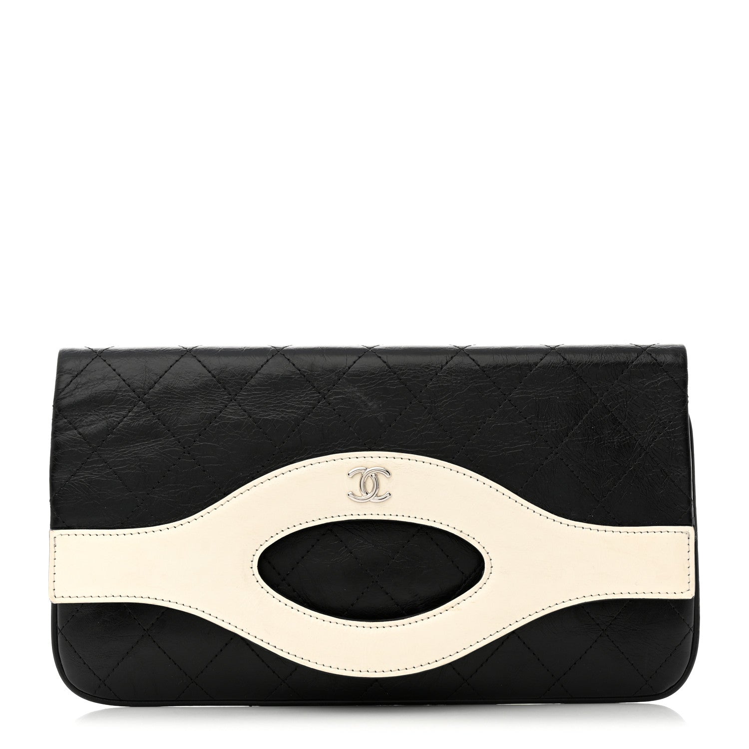 Chanel Aged Calfskin Stitched Large 31 Pouch Black White 1 of 8