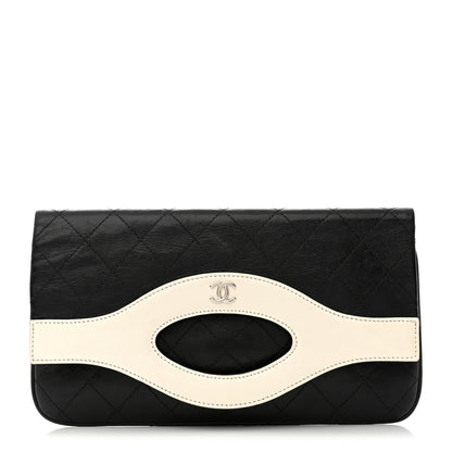Chanel Aged Calfskin Stitched Large 31 Pouch Black White 1 of 8