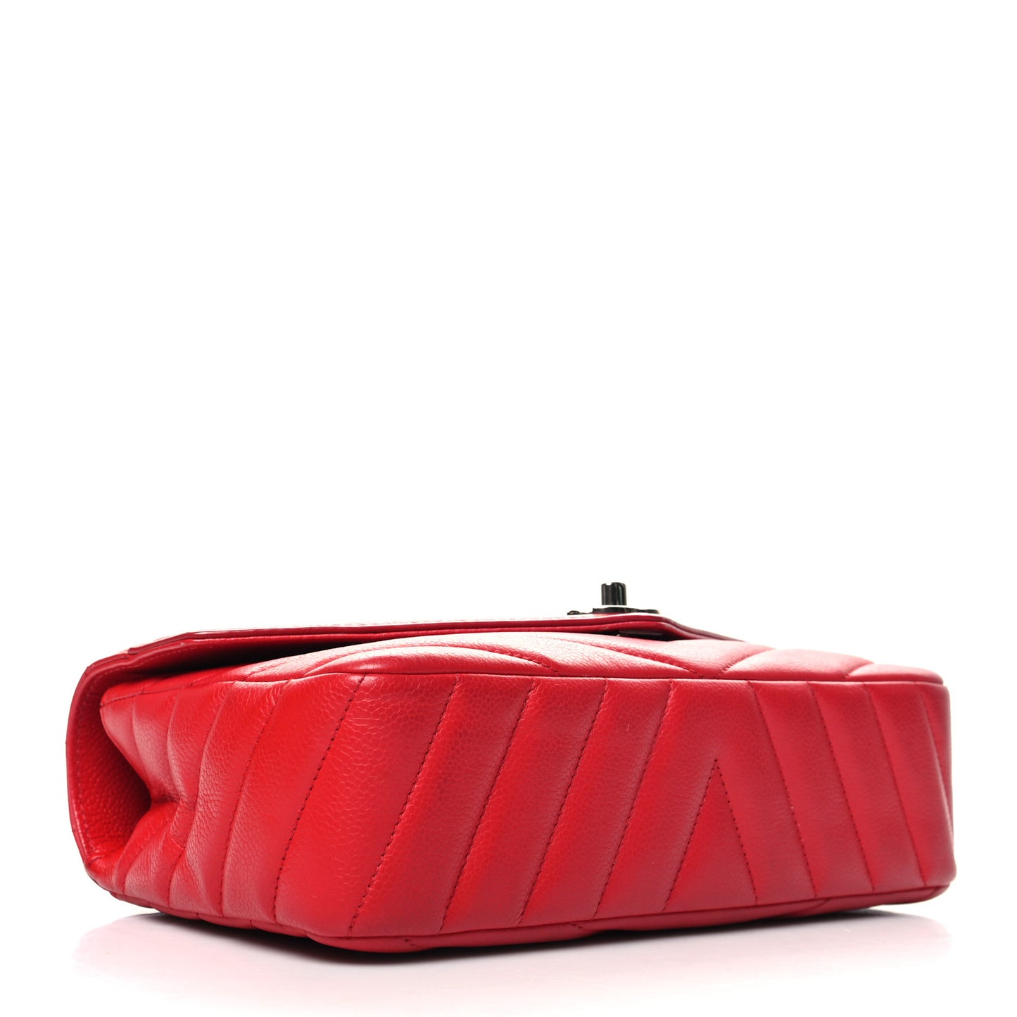 Caviar Chevron Quilted Single Flap Red