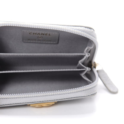Chanel Caviar Quilted Boy Zip Around Coin Purse Wallet Grey 5 of 7