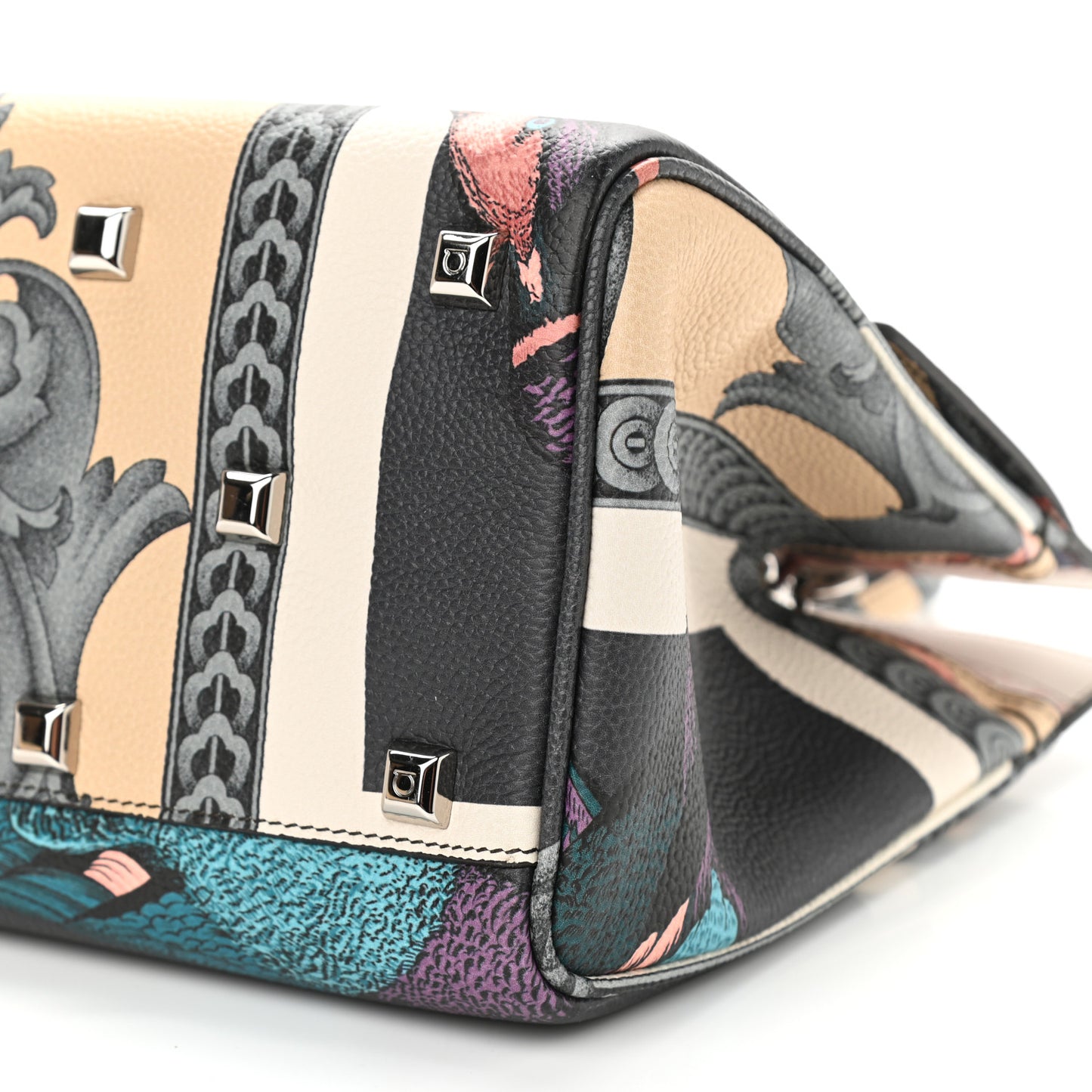Calfskin Elisabetta Piccolo Print The Studio Bag White Multicolor