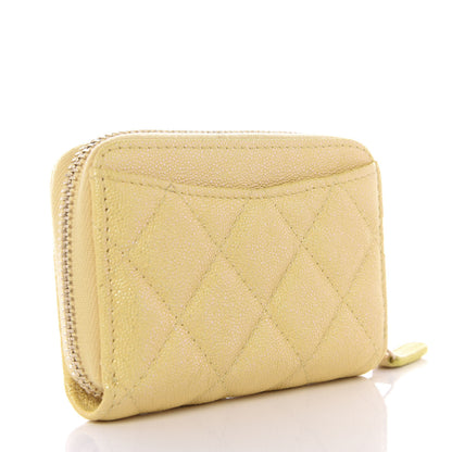 Chanel Iridescent Caviar Quilted Zip Coin Purse Yellow 2 of 10