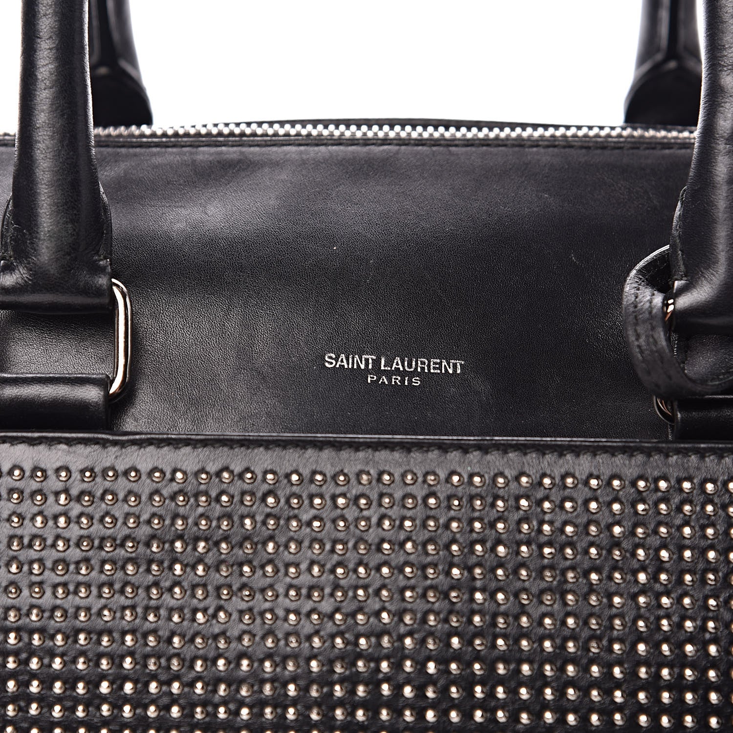 Saint Laurent Calfskin Studded Classic Duffle 6 Black 15 of 17