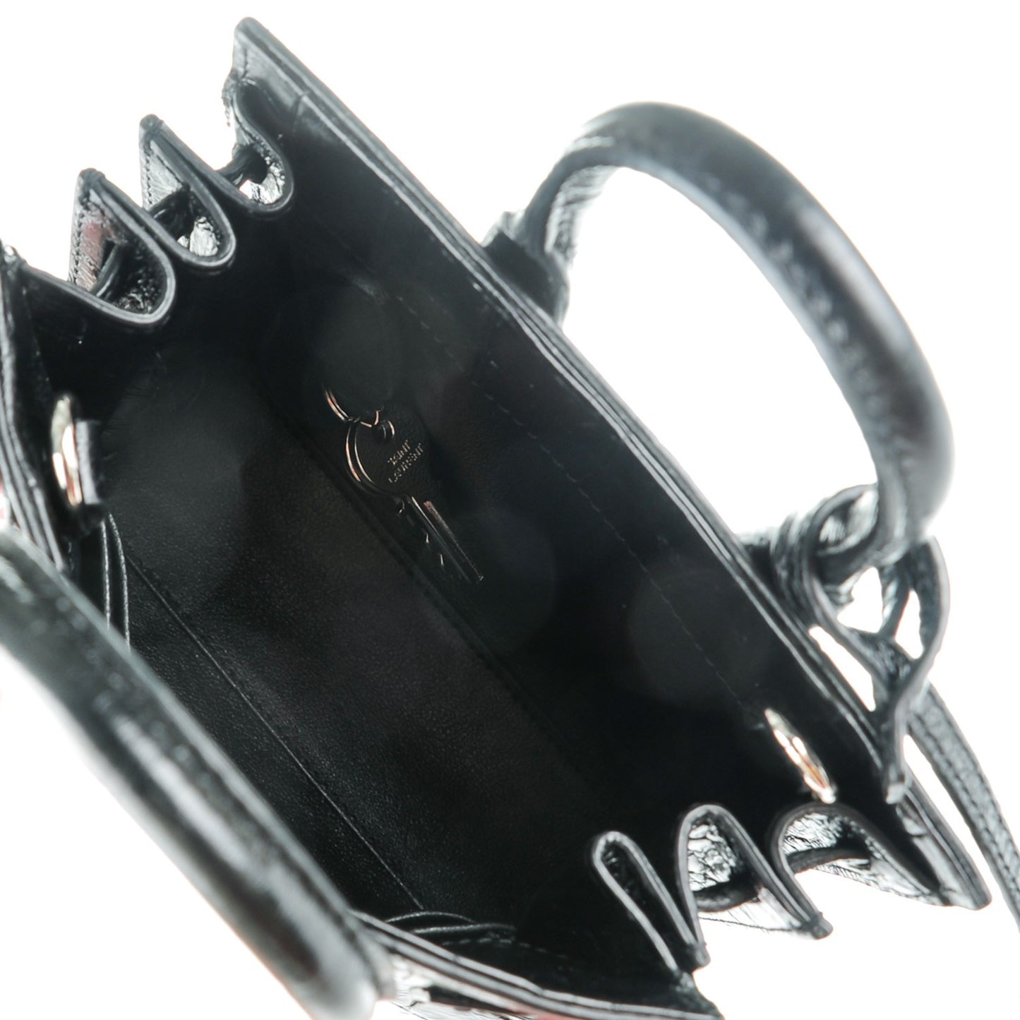 Calfskin Crocodile Embossed Toy Sac De Jour Black