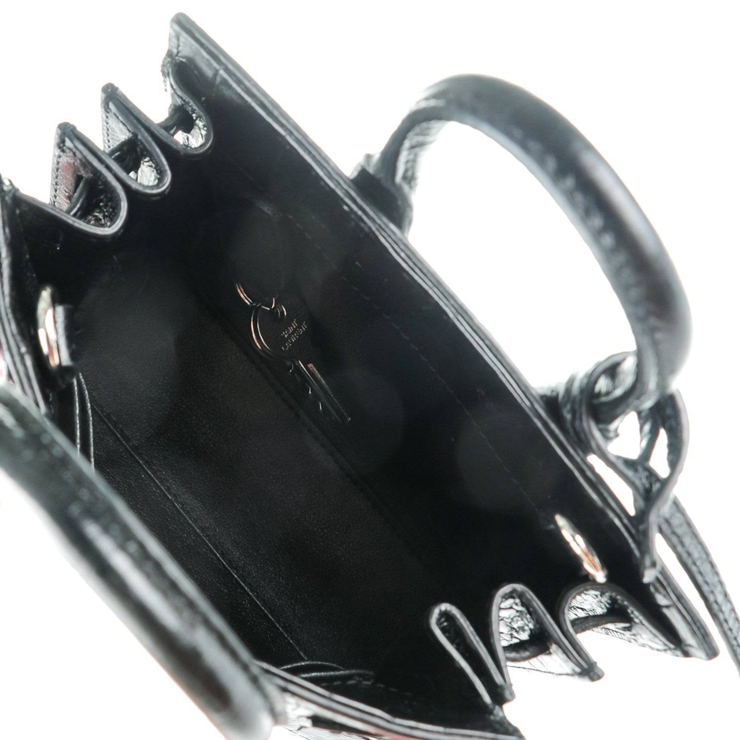 Saint Laurent Calfskin Crocodile Embossed Toy Sac De Jour Black 5 of 7