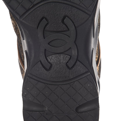 Chanel Metallic Fabric Calfskin Womens CC Sneakers 38 Golden Brown 6 of 8