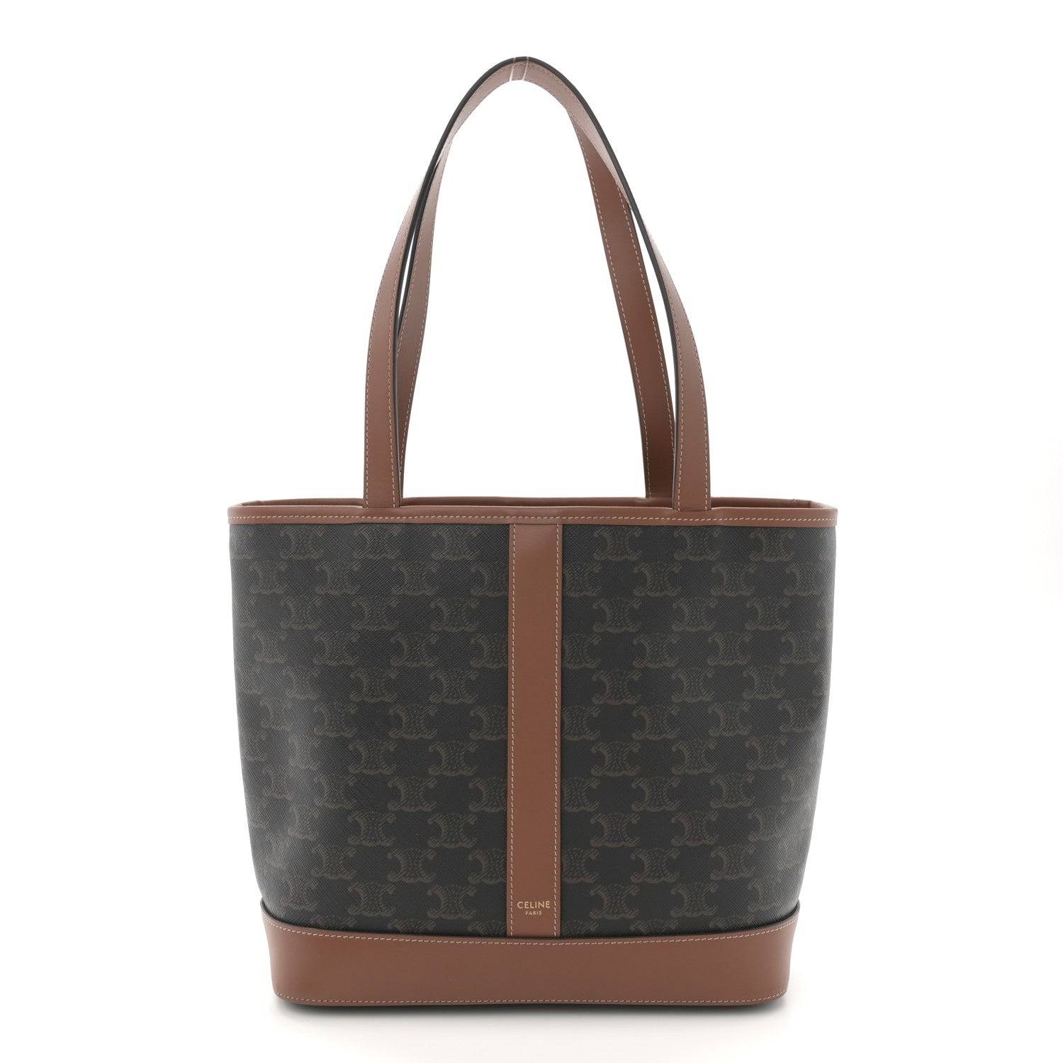 Celine Triomphe Canvas Calfskin Small Cabas Bag Tan 1 of 11