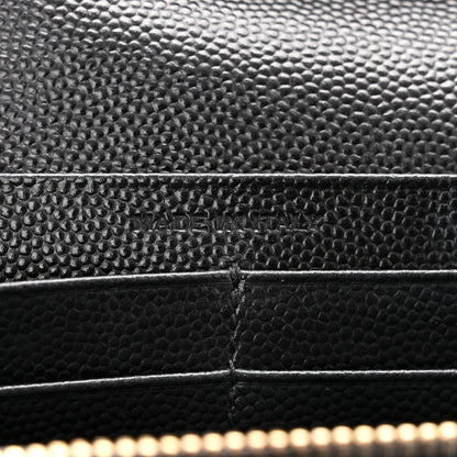 Saint Laurent Grain De Poudre Matelasse Chevron Monogram Chain Wallet Black 7 of 10