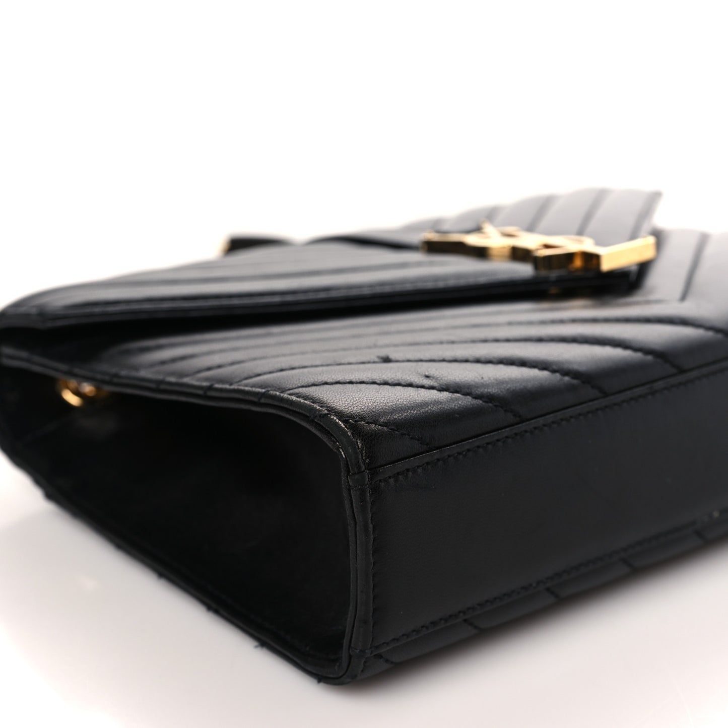 Lambskin Matelasse Chevron Medium Monogram Satchel Black