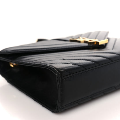 Saint Laurent Lambskin Matelasse Chevron Medium Monogram Satchel Black 7 of 8