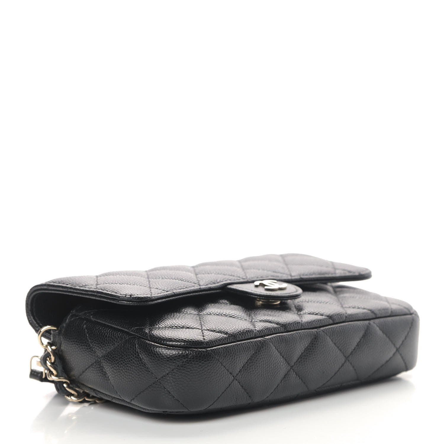 Chanel Caviar Quilted Flap Phone Holder With Chain Black 4 of 11