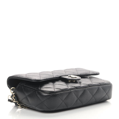 Chanel Caviar Quilted Flap Phone Holder With Chain Black 4 of 11