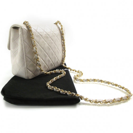 Lambskin Quilted Flap White