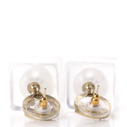 Chanel Crystal Lucite Pearl CC Drop Earrings Gold 3 of 5