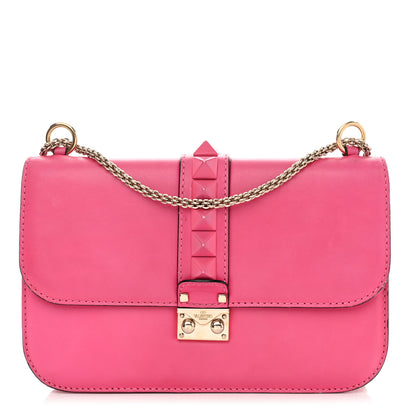 Valentino Garavani Vitello Medium Glam Lock Rockstud Flap Fuxia Fluo 1 of 10