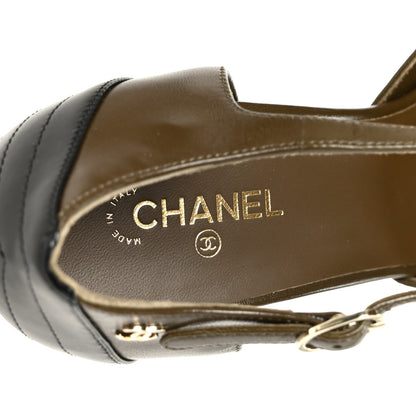 Chanel Lambskin Mary Jane Pumps 40 Dark Khaki Black 15 of 20