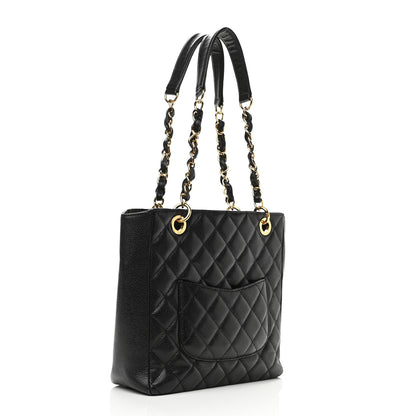 Chanel Caviar Quilted Petit Shopping Tote PST Black 3 of 12