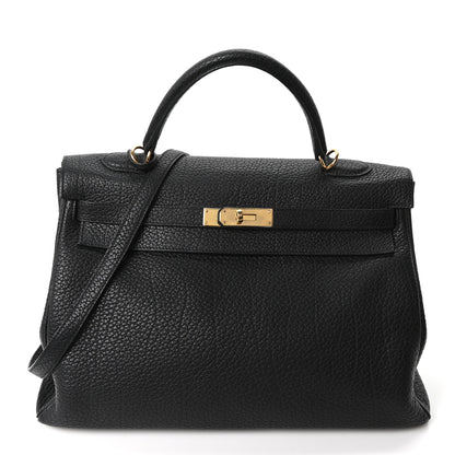 Hermes Fjord Horseshoe Kelly Retourne 35 Black Etoupe 1 of 9