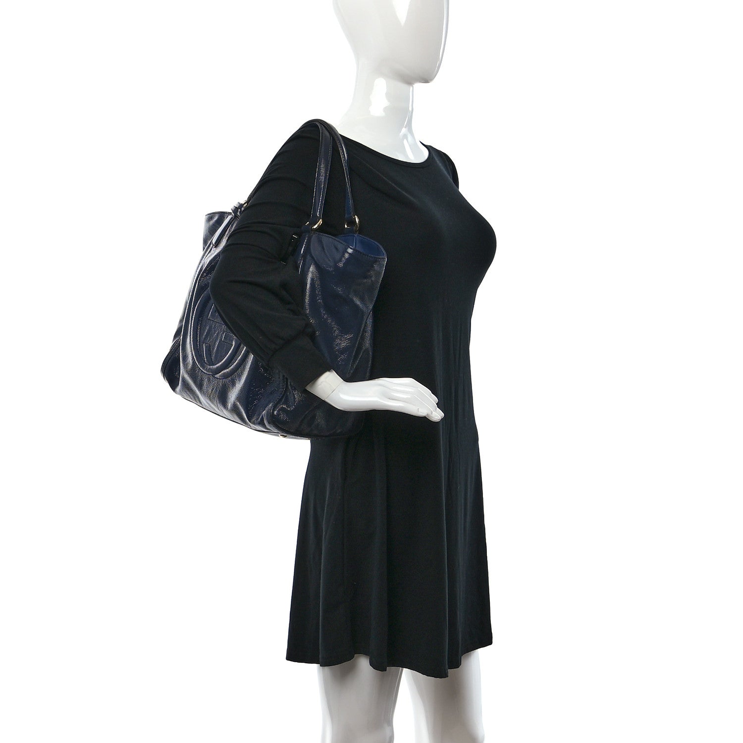 Gucci Vernice Naplack Medium Soho Shoulder Bag Uniform Blue 2 of 9