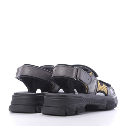 Gucci X SEGA Nappa Mesh Mens Aguru Sandals 8 Loess Black 4 of 10