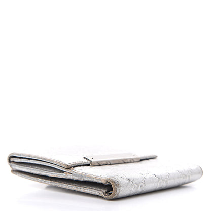 Gucci Metallic Guccissima Metal Bar French Flap Wallet Silver 4 of 13