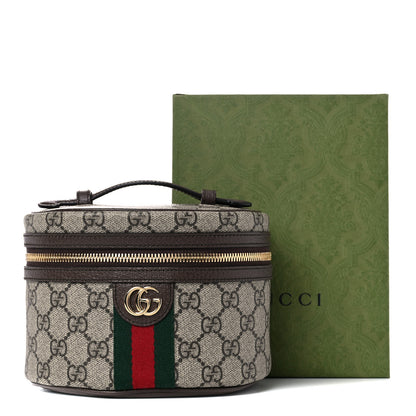 Gucci GG Supreme Monogram Textured Calfskin Web Ophidia Vanity Cosmetic Case Beige Ebony New Acero 11 of 11