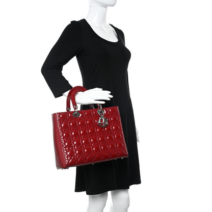 Christian Dior Patent Cannage Large Lady Dior Red 2 of 12