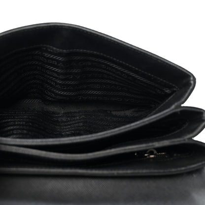 Prada Saffiano Tessuto Nylon Chain Shoulder Bag Black 5 of 15
