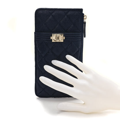 Chanel Caviar Quilted Boy iPhone Pouch Blue 2 of 7