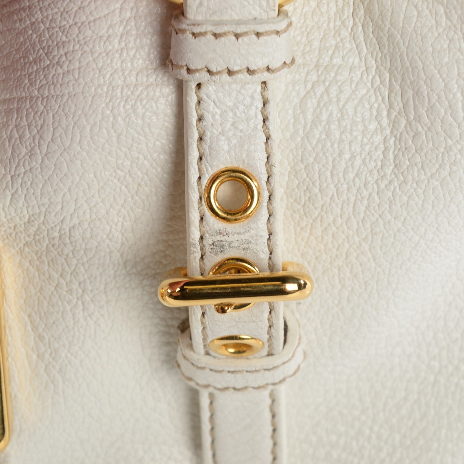 Miu Miu Goatskin Madras Top Handle Tote Bianco 15 of 22