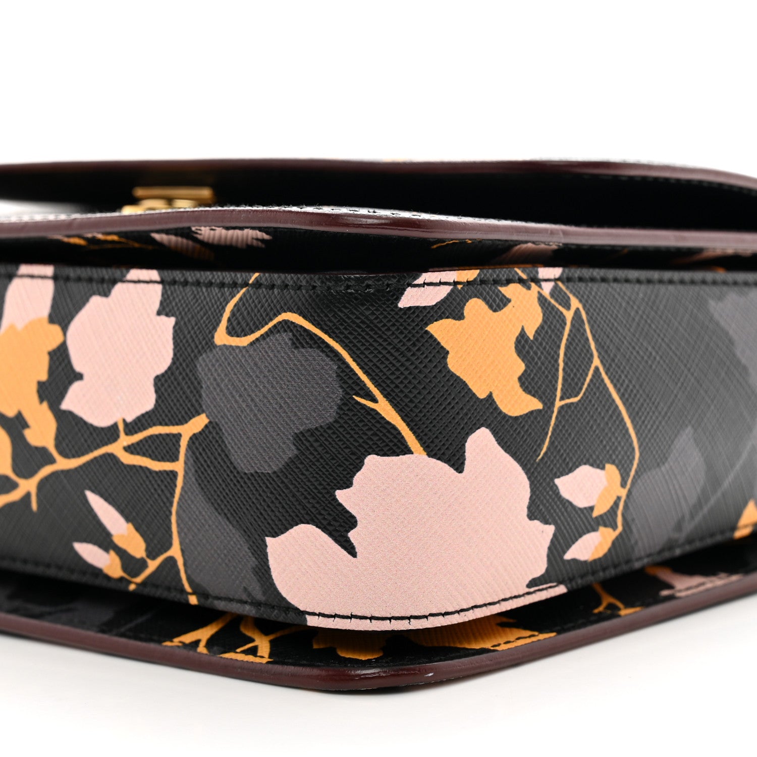Salvatore Ferragamo Hammered Calfskin Floral Printed Seila Top Handle Crossbody Bag Black Multicolor 10 of 10