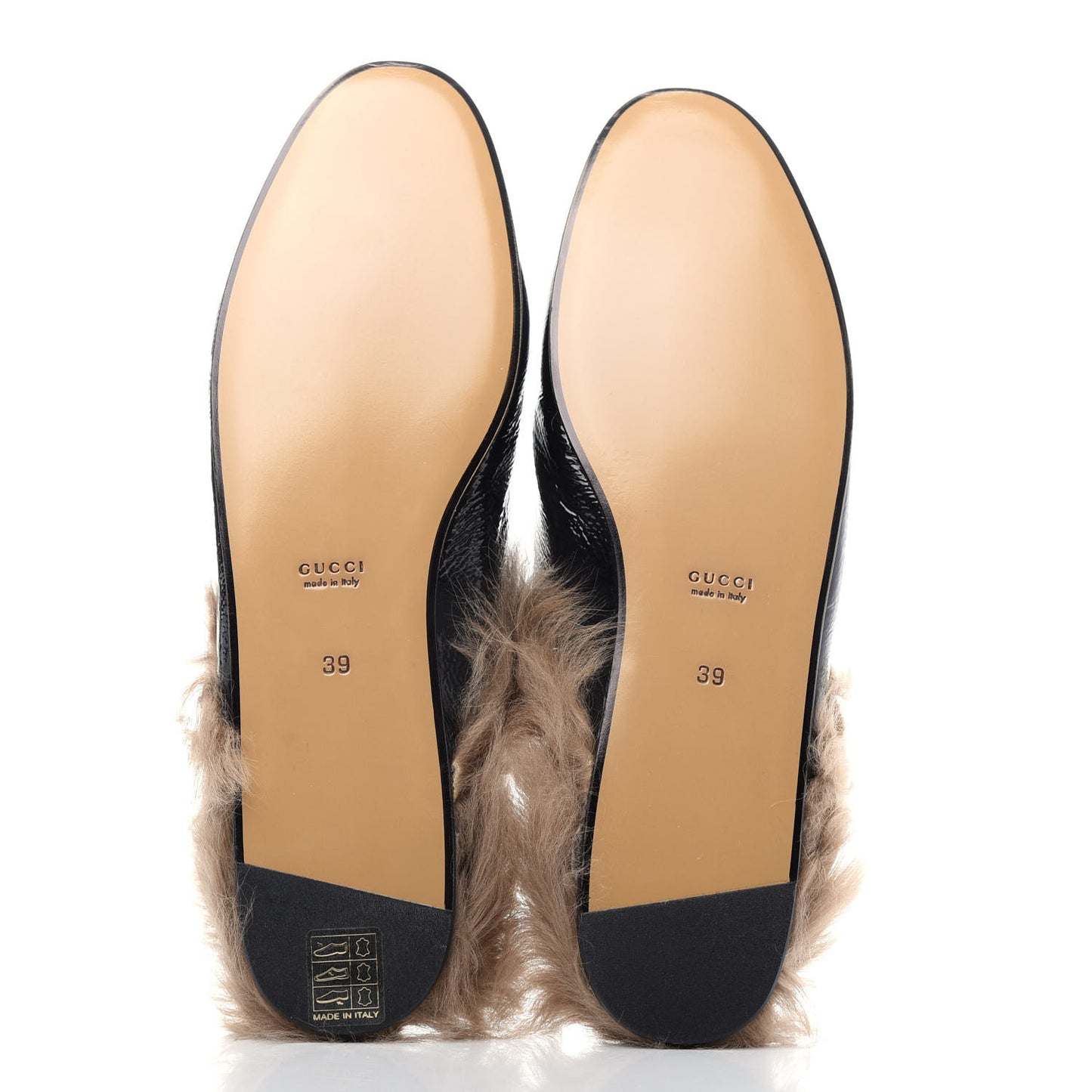 Patent Fur Womens Princetown Slippers 39 Black Natural