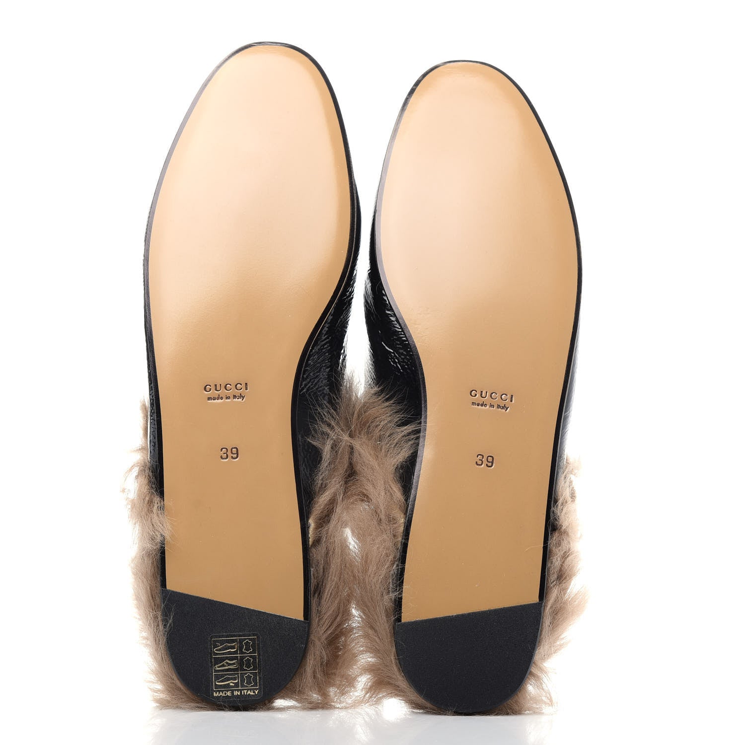 Gucci Patent Fur Womens Princetown Slippers 39 Black Natural 6 of 10