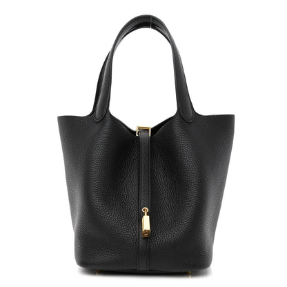 Hermes Taurillon Clemence Picotin Lock 22 MM Black 1 of 9