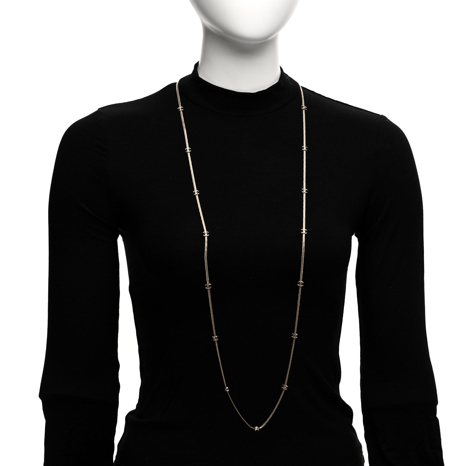 Chanel Metal CC Long Chain Necklace Gold 2 of 6