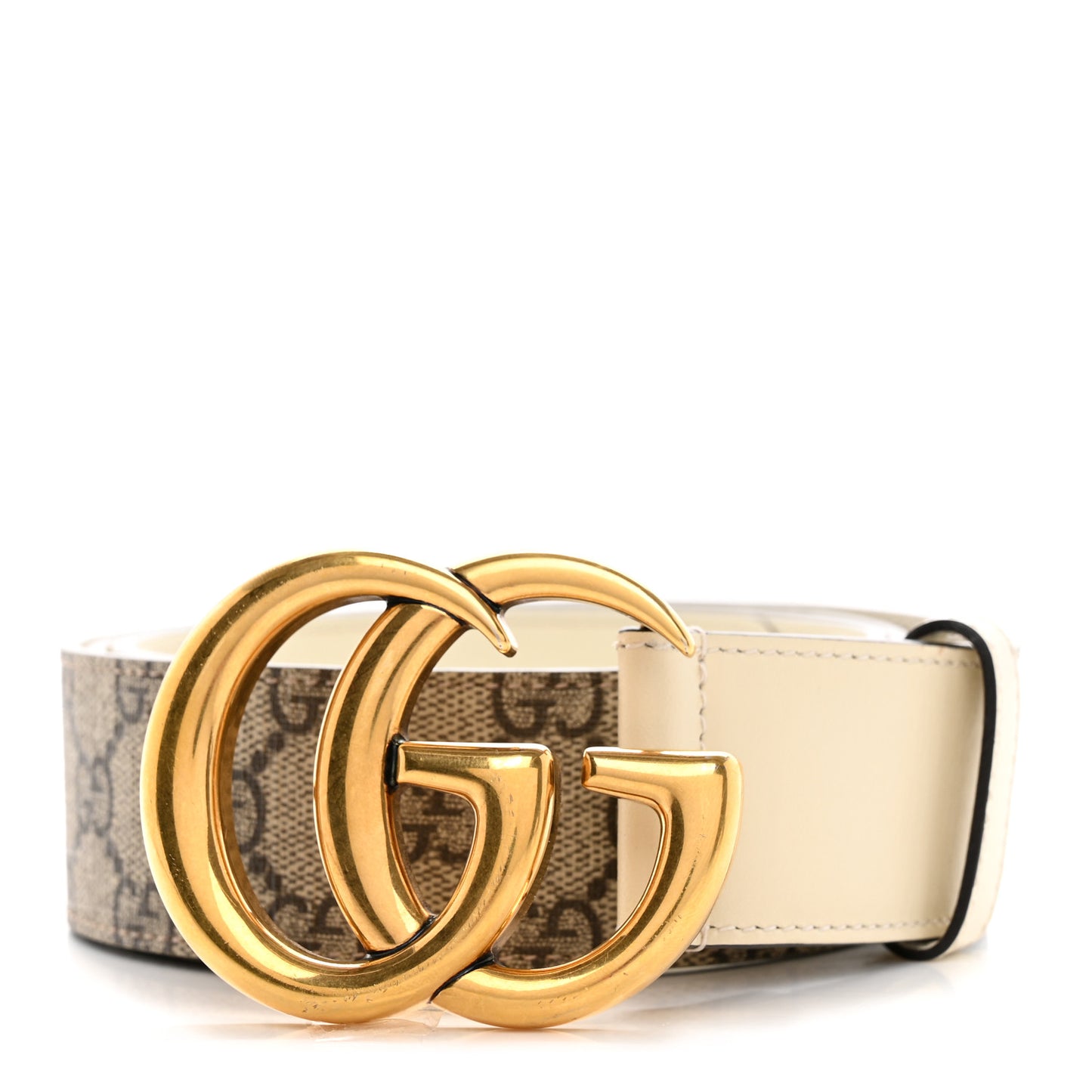GG Supreme Monogram Matte Plutone Calfskin Double G 40mm Belt 100 40 Beige Ebony Mystic White